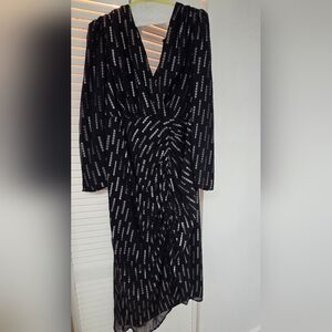 Express Black Dress with White Text Pattern